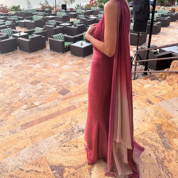 Talbot Runhof
Twist Degrade Metallic Voile Cape Gown - Picture 5 of 12